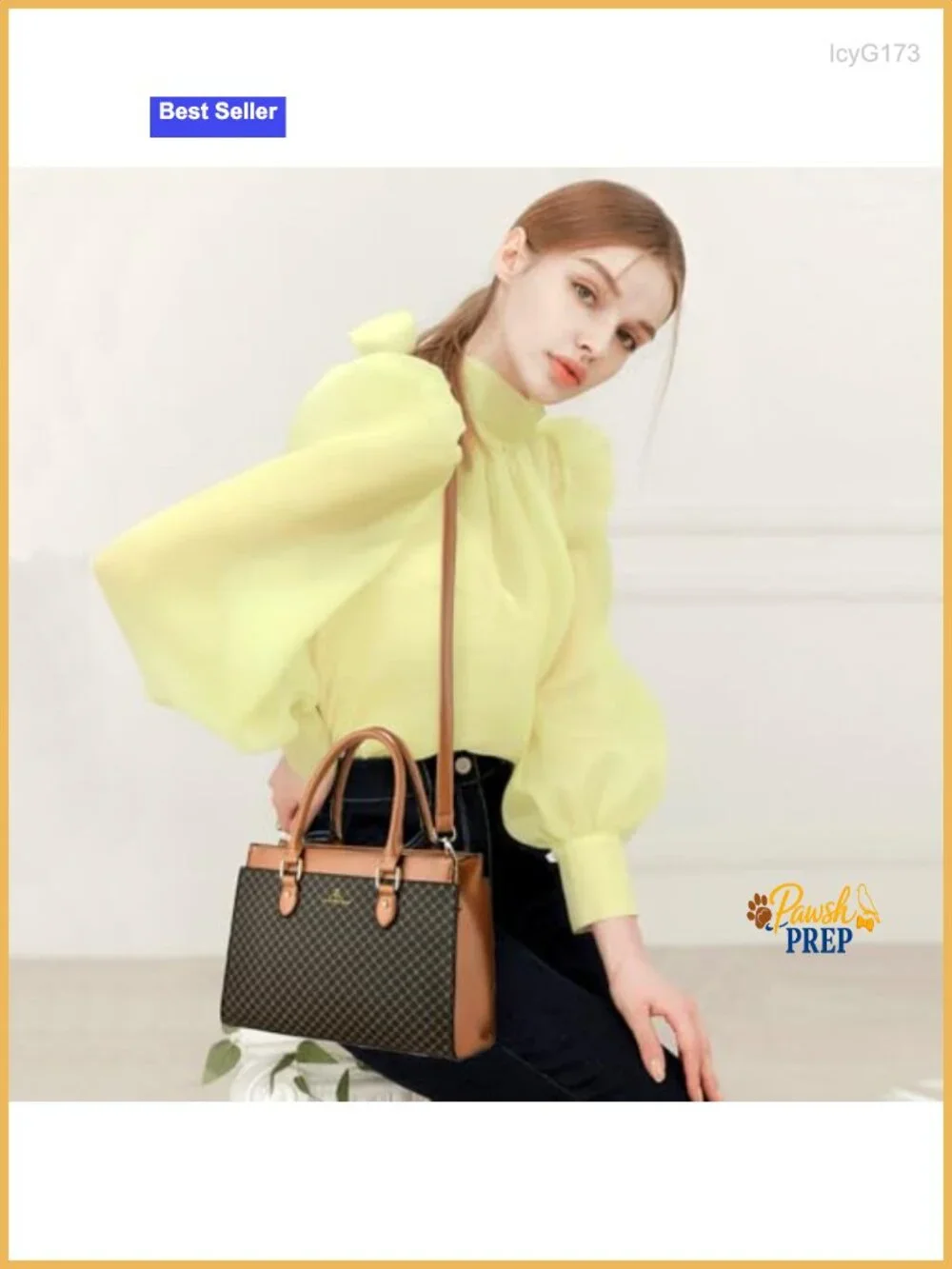 Faux Leather Dual-Tone Satchel Handbag Top Handle Crossbody Purse